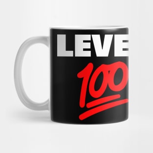 Keep It Level 100 Emoji (white and red) Mug